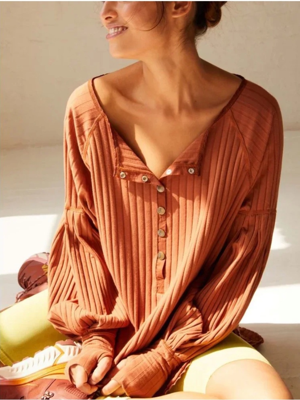 FP Movement Bella Layer Long Sleeve In Spiced Copper Womens Size XS